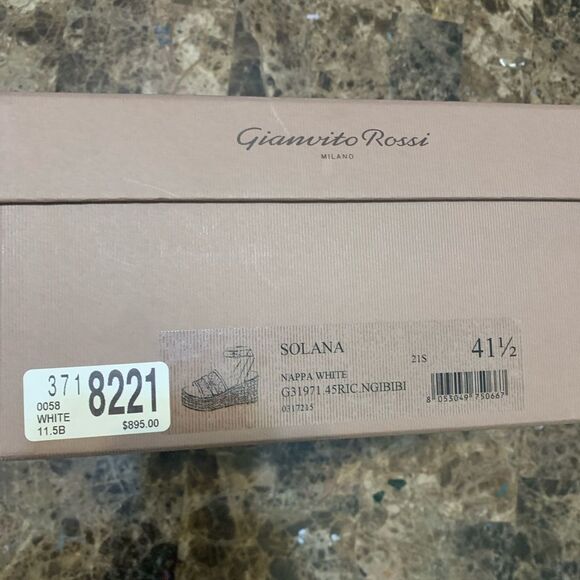 Gianvito Rossi Solana Buckle Napa Wedge Platform Sandals White Size 41.5/11.5 - Picture 11 of 12